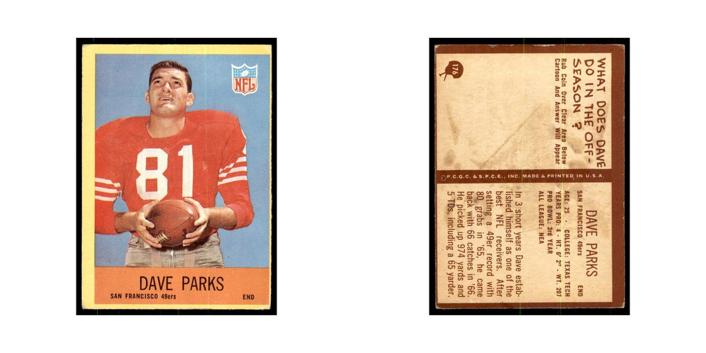 1967 Philadelphia Dave Parks Football Cards #176