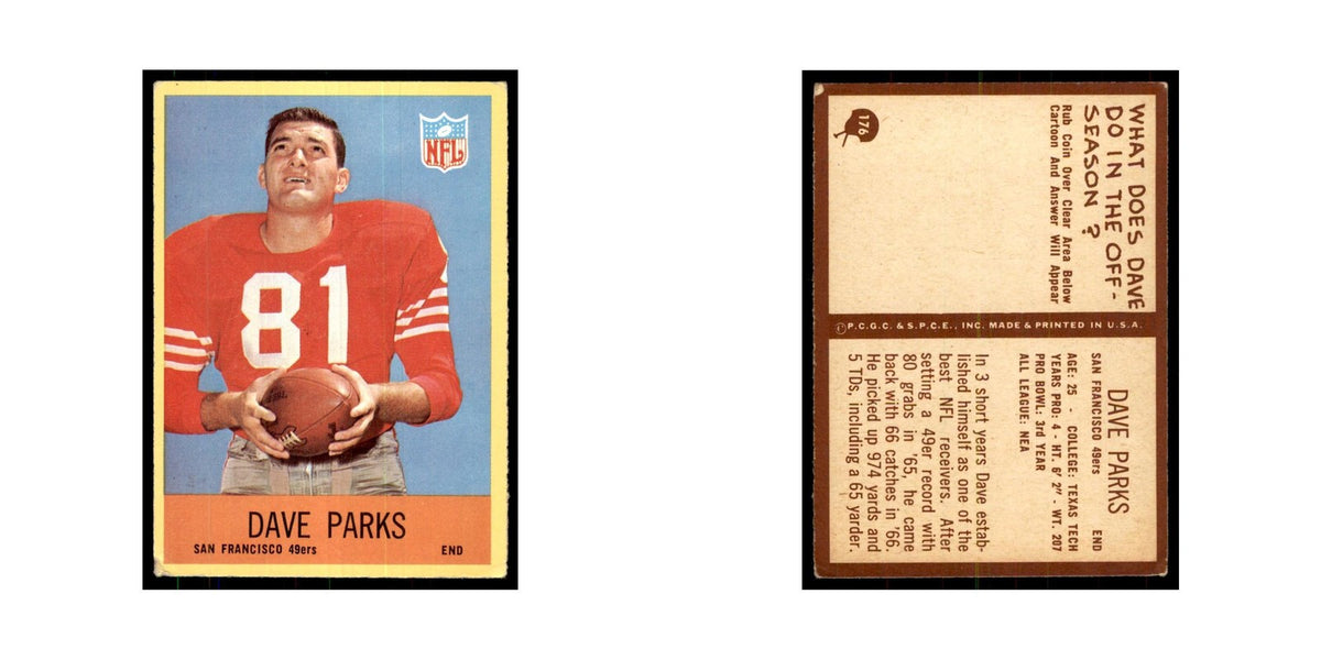 1967 Philadelphia Dave Parks Football Cards #176