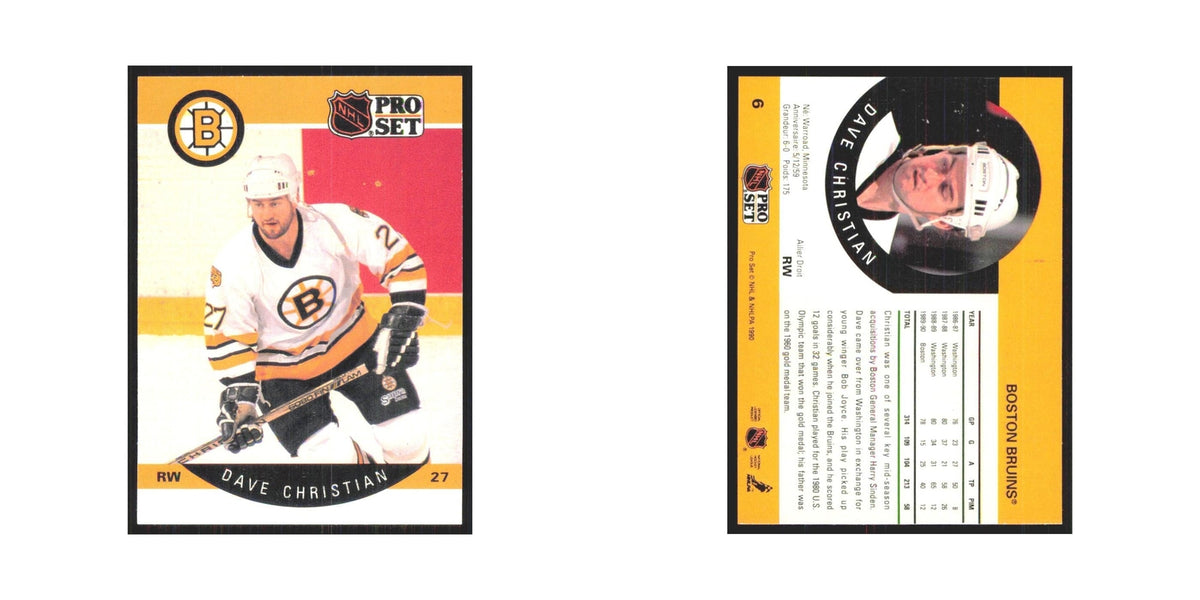 1990 Pro Set Dave Christian Boston Bruins #6
