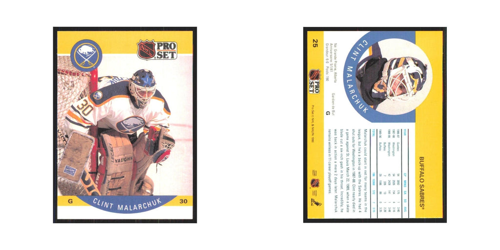 1990 Pro Set Clint Malarchuk Buffalo Sabres #25