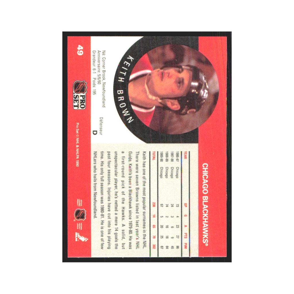1990 Pro Set Keith Brown Chicago Blackhawks #49