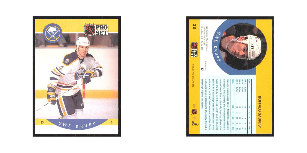 1990 Pro Set Uwe Krupp Buffalo Sabres #23