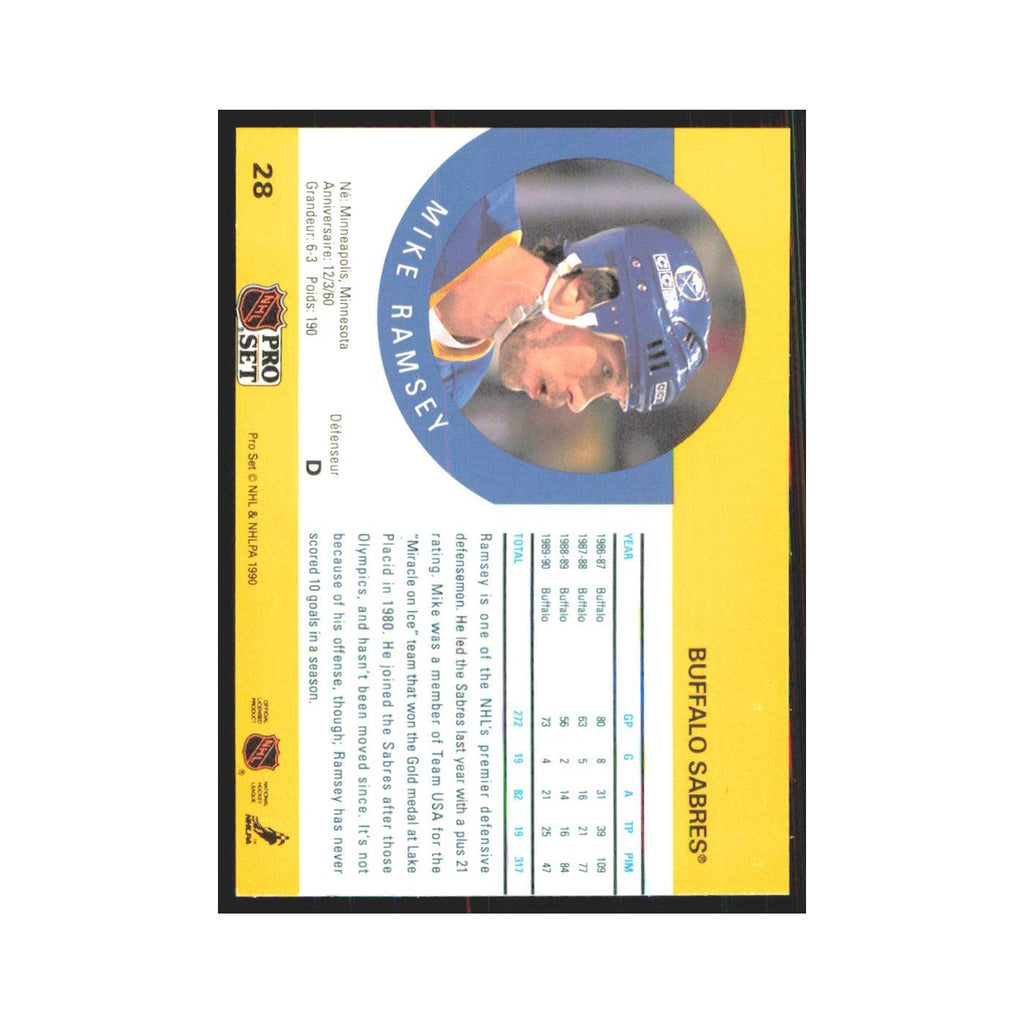 1990 Pro Set Mike Ramsey Buffalo Sabres #28