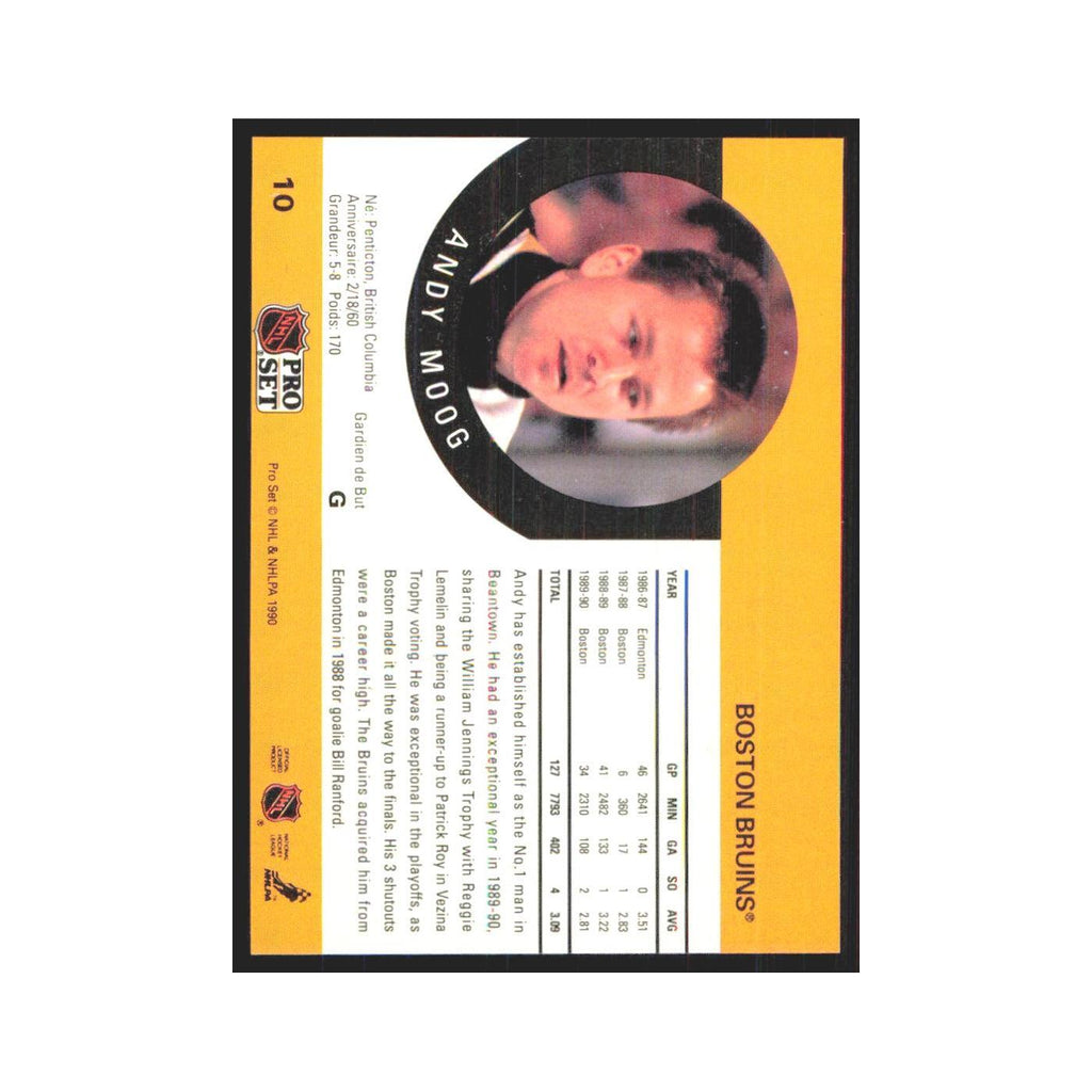 1990 Pro Set Andy Moog Boston Bruins #10