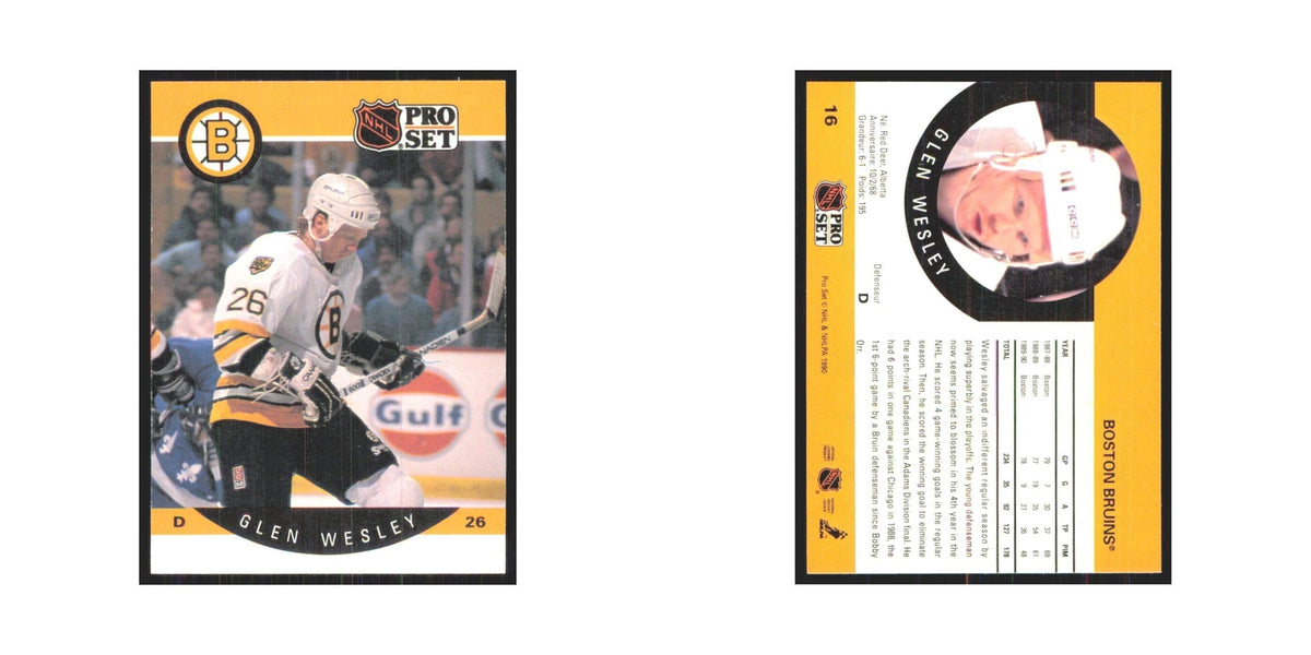 1990 Pro Set Glen Wesley Boston Bruins #16
