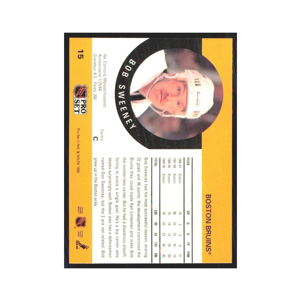 1990 Pro Set Bob Sweeney Boston Bruins #15