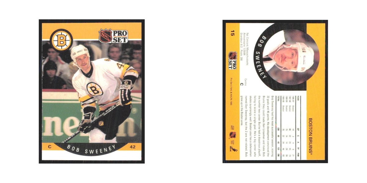 1990 Pro Set Bob Sweeney Boston Bruins #15