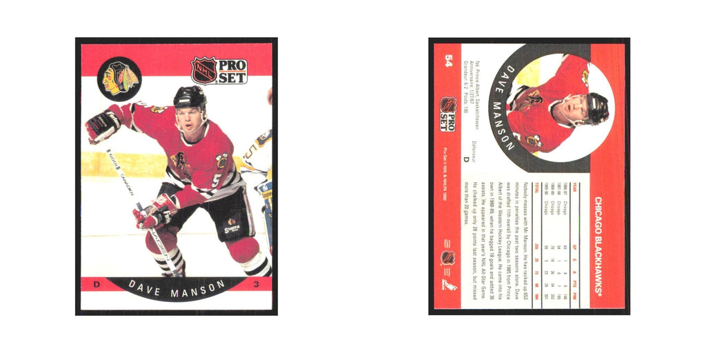 1990 Pro Set Dave Manson Chicago Blackhawks #54