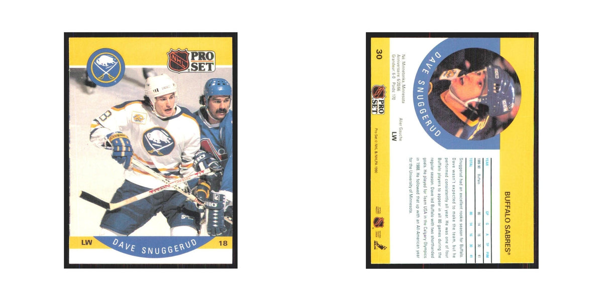 1990 Pro Set Dave Snuggerud Buffalo Sabres #30