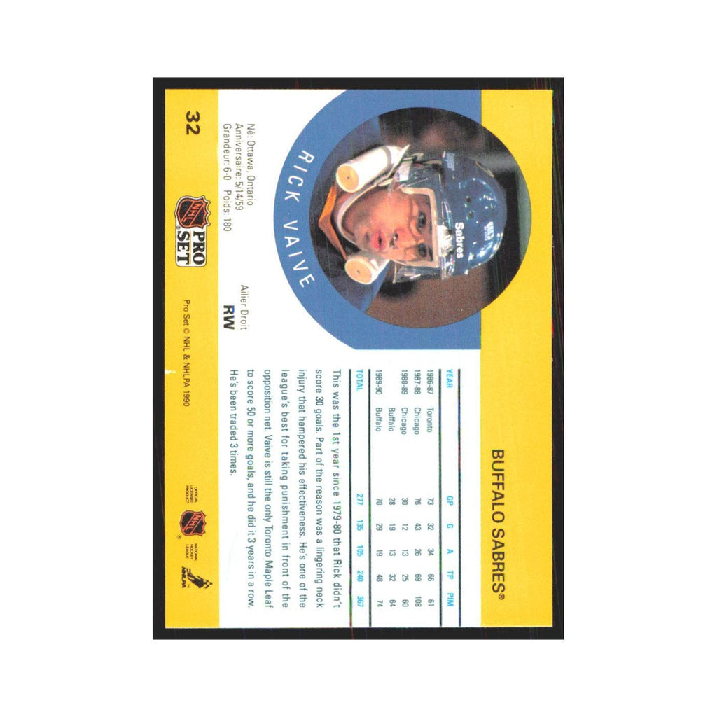 1990 Pro Set Rick Vaive Buffalo Sabres #32
