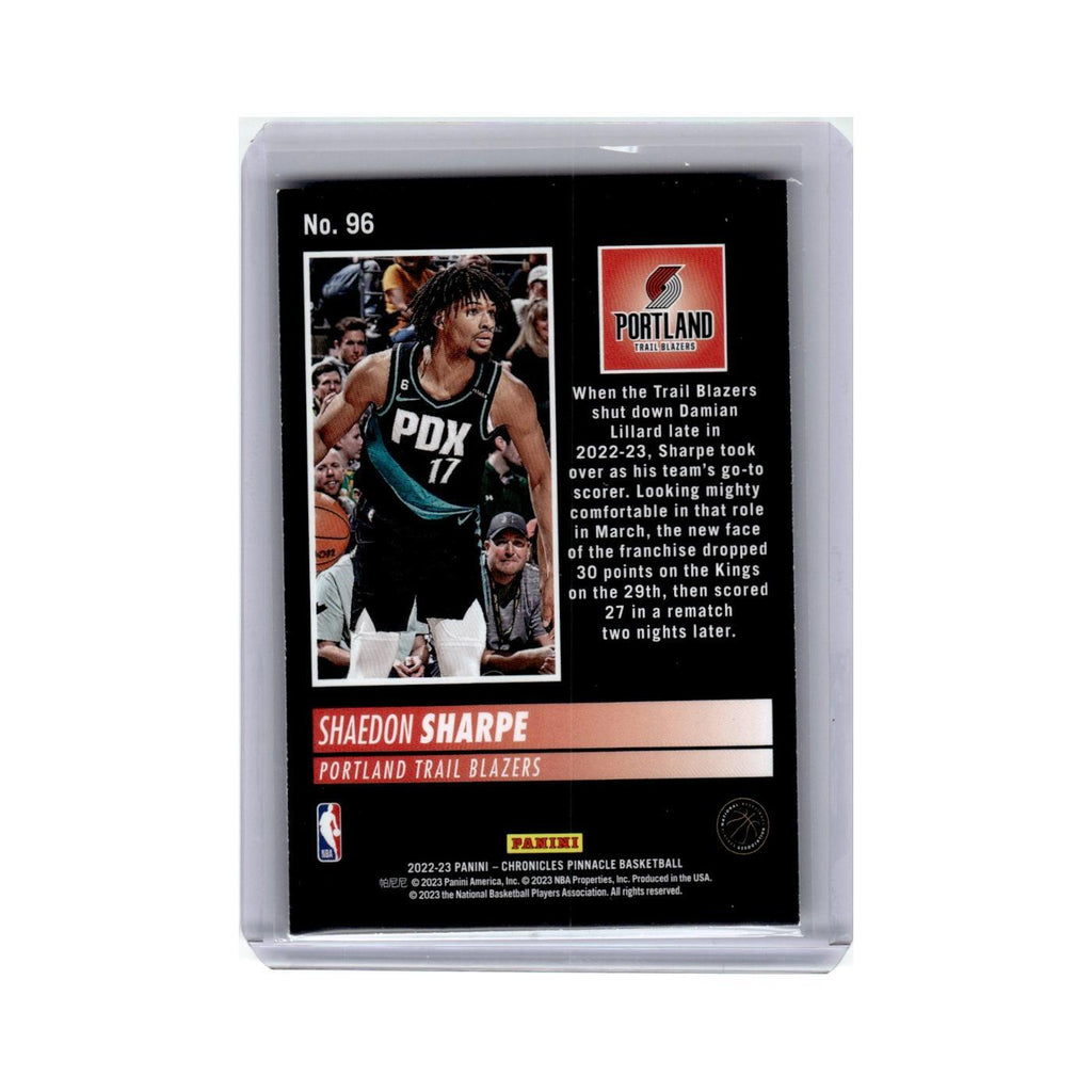 Shaedon Sharpe Rookie 2022 Pinnacle #96 Portland Trail Blazers NM