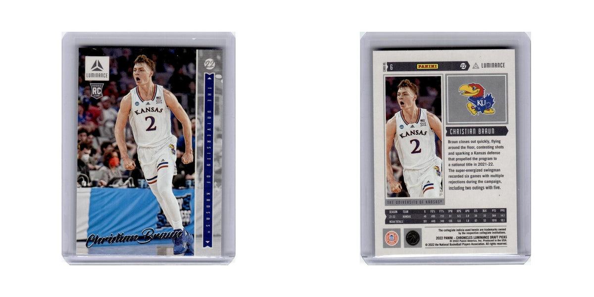 Christian Braun Rookie 2022 Panini Chronicles Luminance #6 Kansas Jayhawks NM