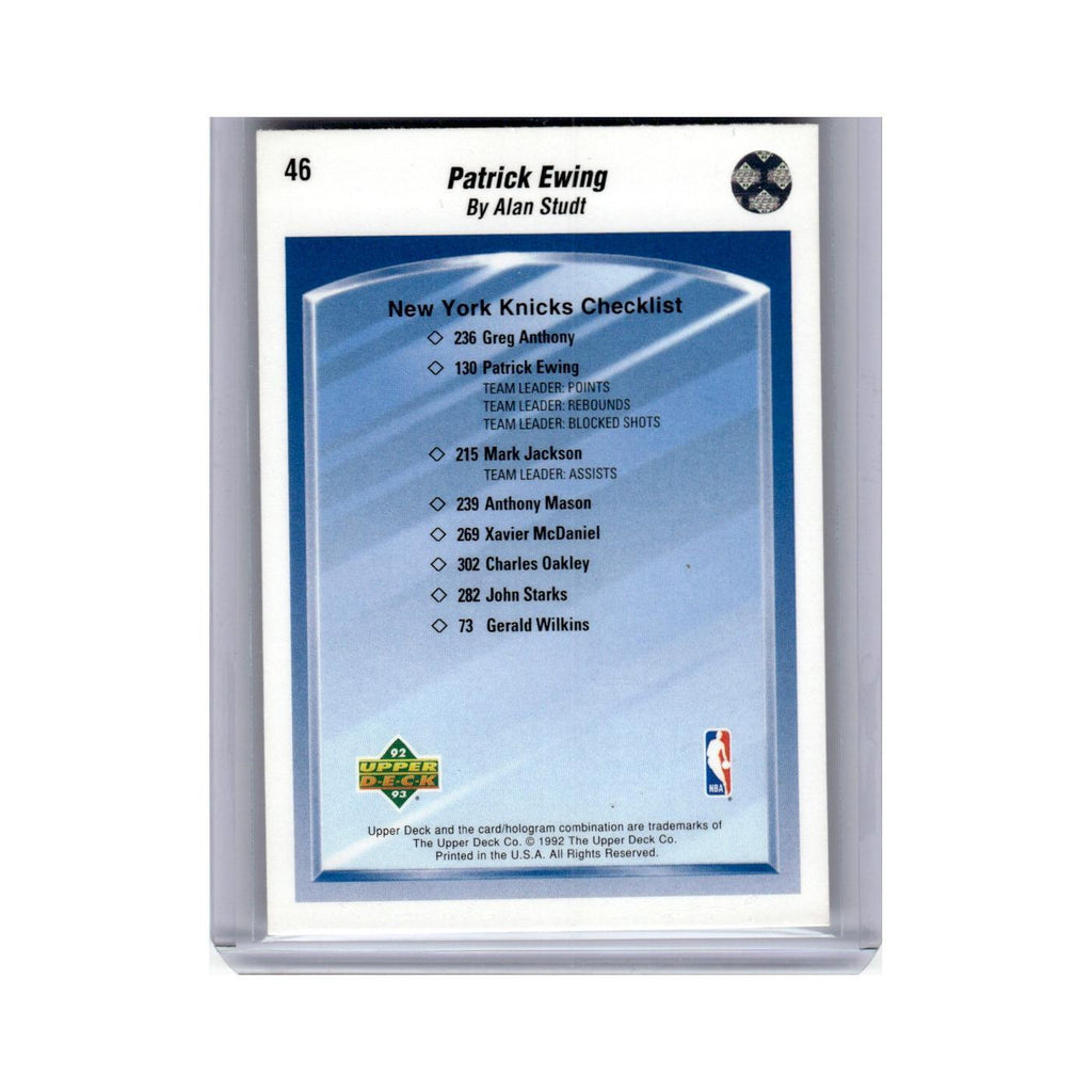 Patrick Ewing 1992 Upper Deck #46 New York Knicks Basketball Card NM