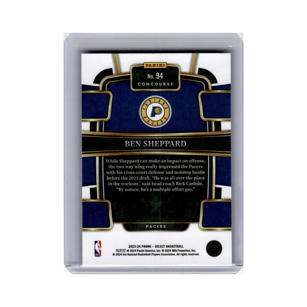 Ben Sheppard Rookie 2023 Panini Select #94 Indiana Pacers Basketball Card NM