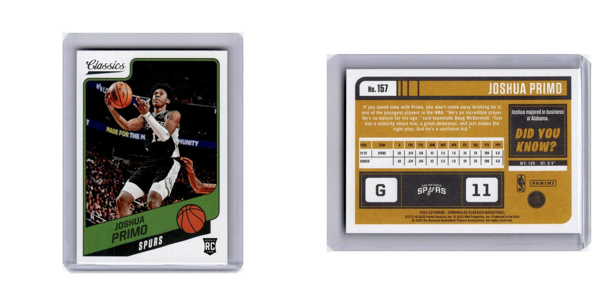 Joshua Primo Rookie 2021 Panini Chronicles Classics #157 San Antonio Spurs NM