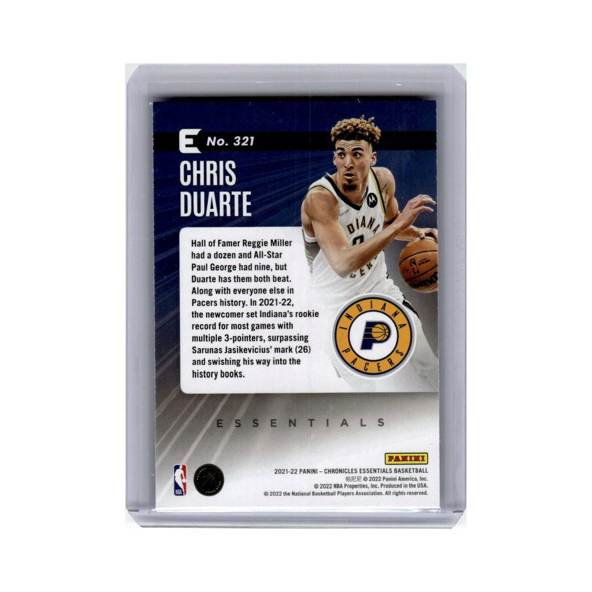 Chris Duarte Rookie 2021 Panini Chronicles Essentials #321 Indiana Pacers NM