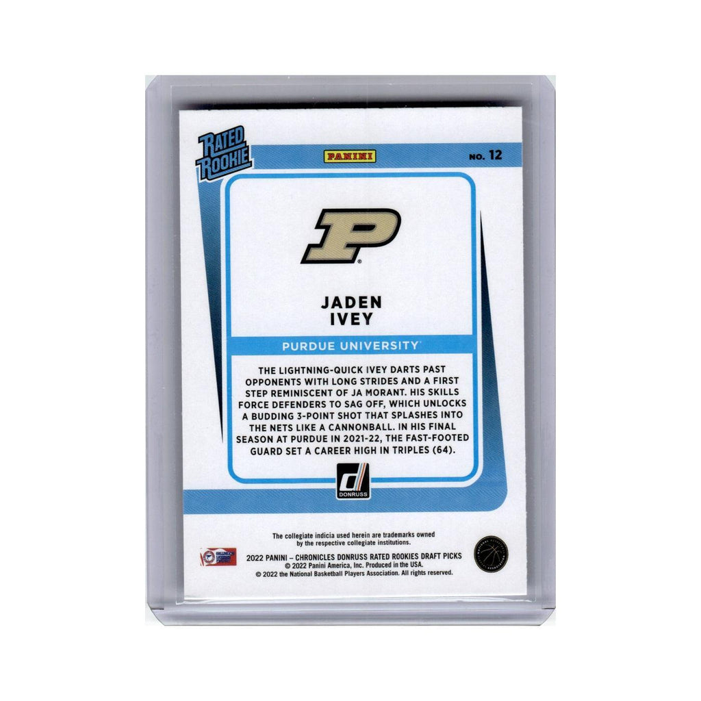 Jaden Ivey 2022 Donruss Rated Rookie #12 Purdue Boilermakers Basketball Card NM