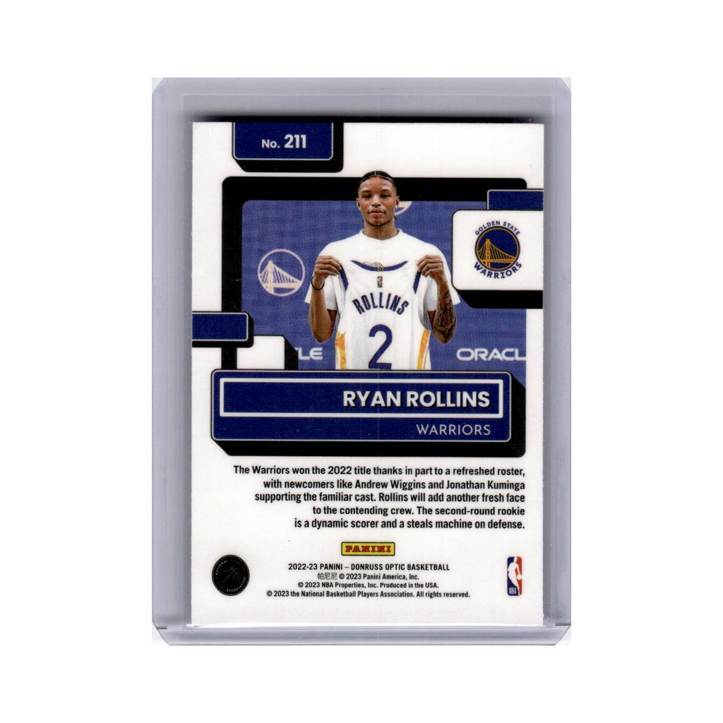 Ryan Rollins Rookie 2022 Donruss Optic #211 Golden State Warriors NM