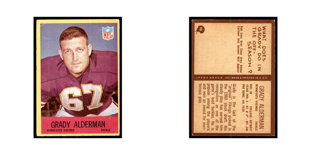 1967 Philadelphia (damaged) Grady Alderman Football Cards #98