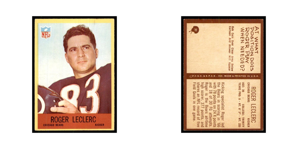 1967 Philadelphia (damaged) Roger LeClerc Football Cards #31