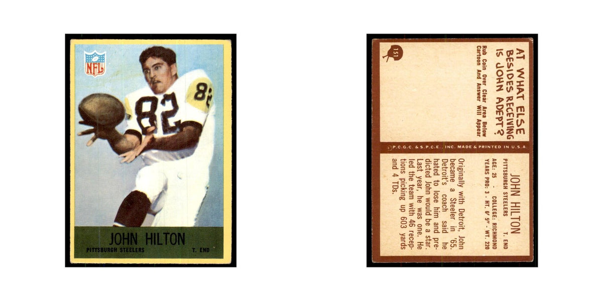 1967 Philadelphia (damaged) John Hilton Football Cards #151