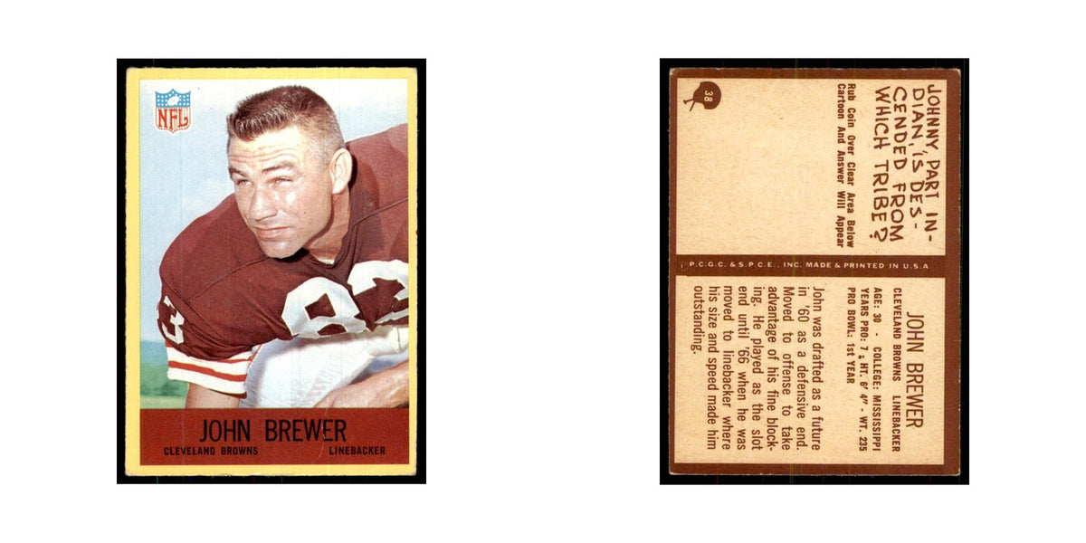 1967 Philadelphia (damaged) John Brewer Football Cards #38