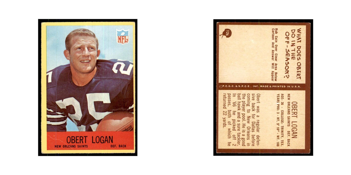 1967 Philadelphia (damaged) Obert Logan Football Cards #126