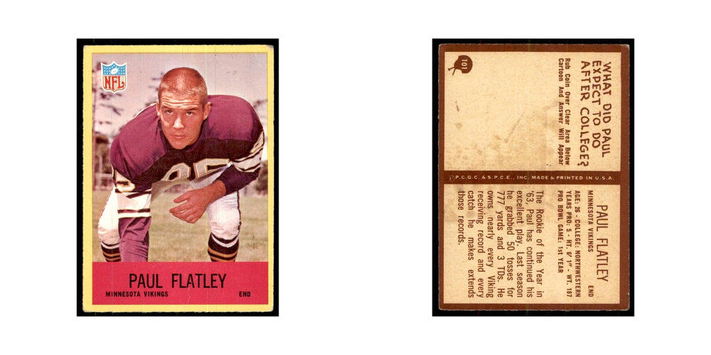 1967 Philadelphia (damaged) Paul Flatley Football Cards #101