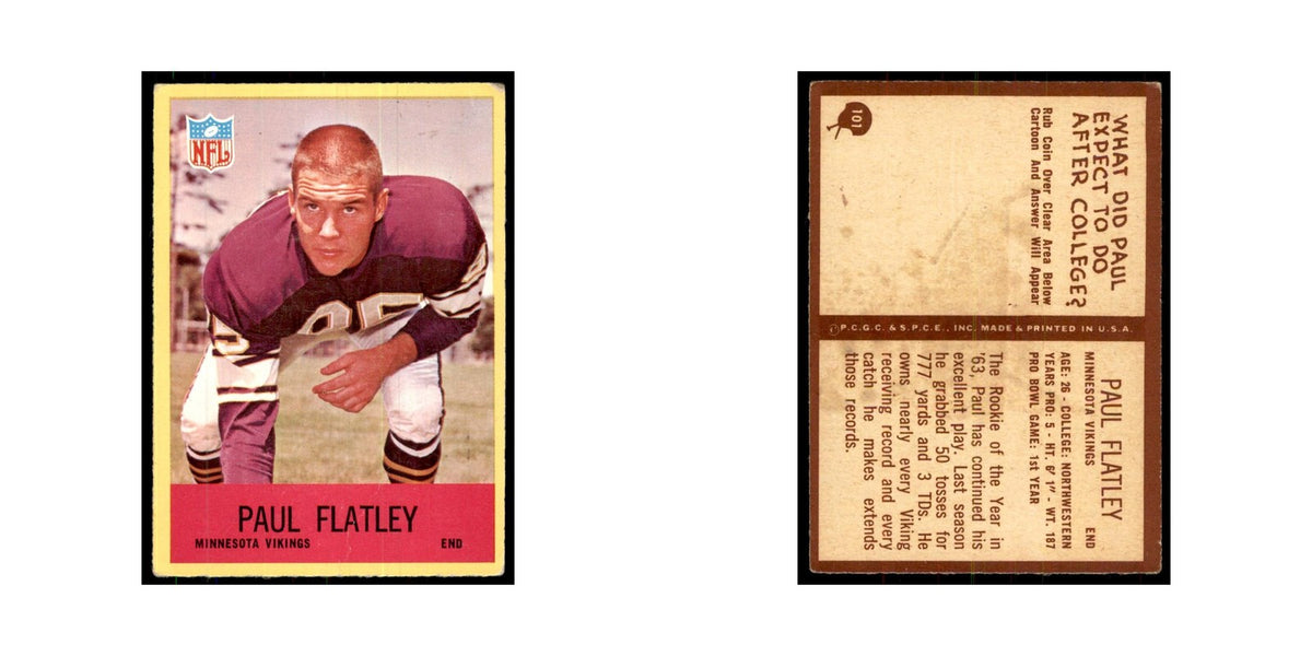 1967 Philadelphia (damaged) Paul Flatley Football Cards #101
