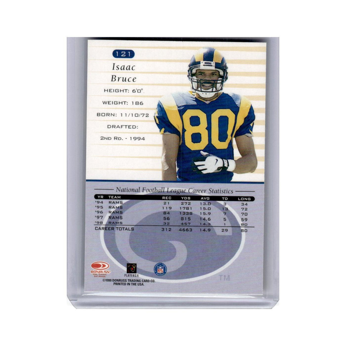 Isaac Bruce 1999 Donruss #121 St. Louis Rams Football Card NM