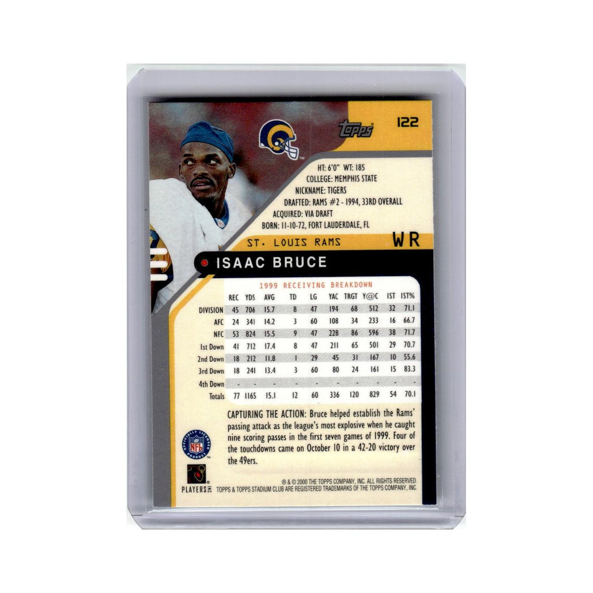 Isaac Bruce 2000 Stadium Club #122 St. Louis Rams Football Card NM