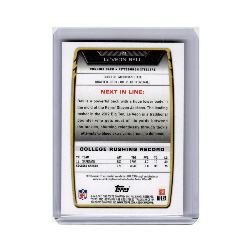 Le'Veon Bell Rookie 2013 Bowman #123 Pittsburgh Steelers Football Card NM