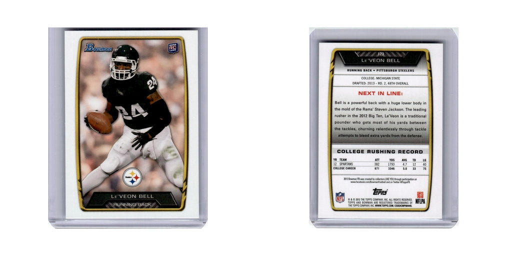 Le'Veon Bell Rookie 2013 Bowman #123 Pittsburgh Steelers Football Card NM
