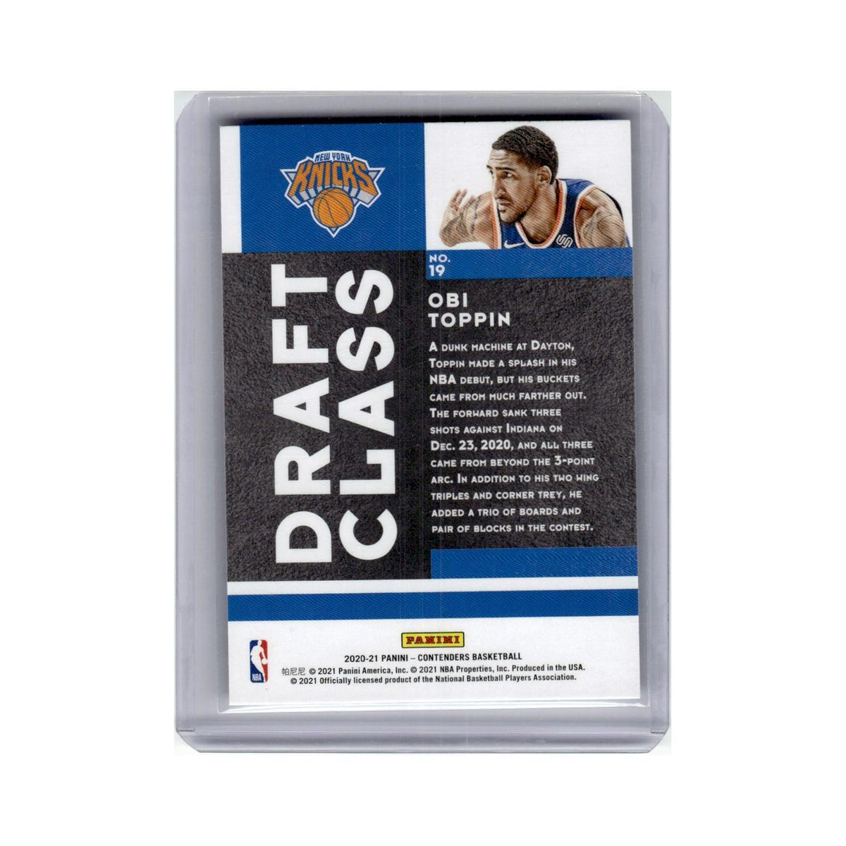 Obi Toppin Rookie 2020 Panini Contenders Draft Class #19 New York Knicks NM