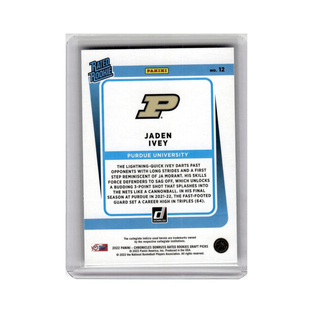 Jaden Ivey 2022 Donruss Rated Rookie #12 Purdue Boilermakers Basketball Card NM
