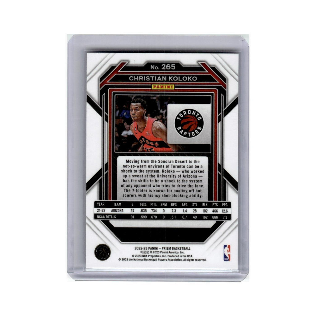 Christian Koloko Rookie 2022 Panini Prizm #265 Toronto Raptors NM