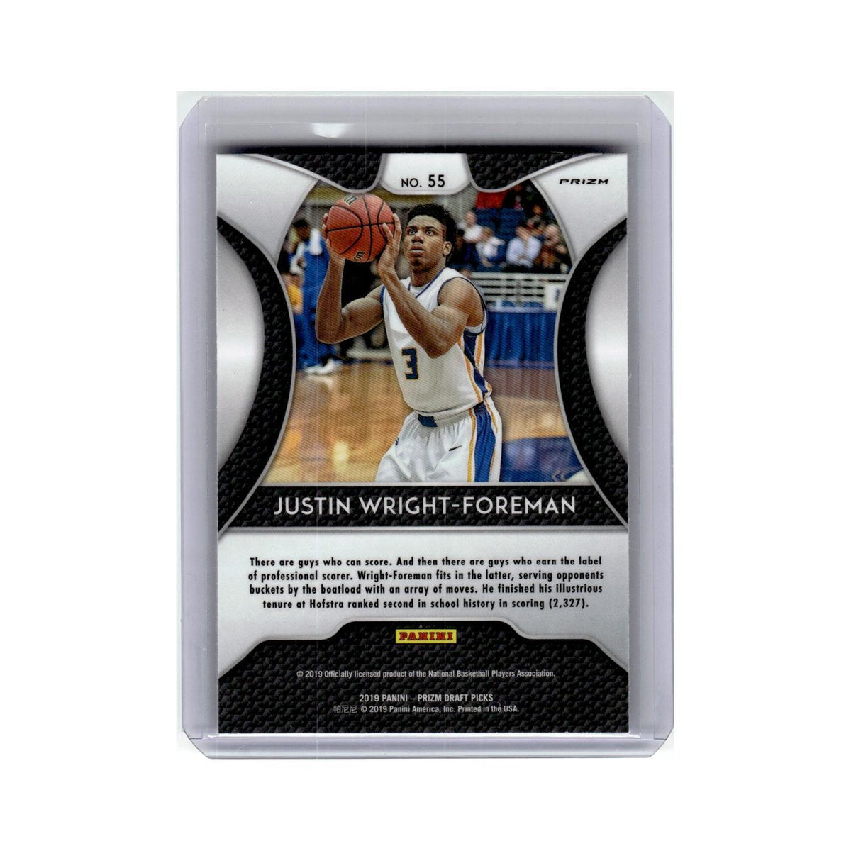 Justin Wright-Foreman Rookie 2019 Panini Prizm Draft Picks #55 Hofstra Pride NM