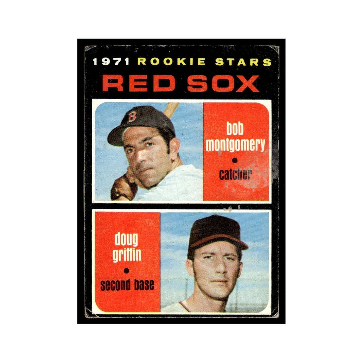 1971 Topps (Damaged) Bob Montgomery/Doug Griffin RC Red Sox #176
