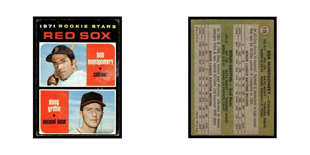 1971 Topps (Damaged) Bob Montgomery/Doug Griffin RC Red Sox #176
