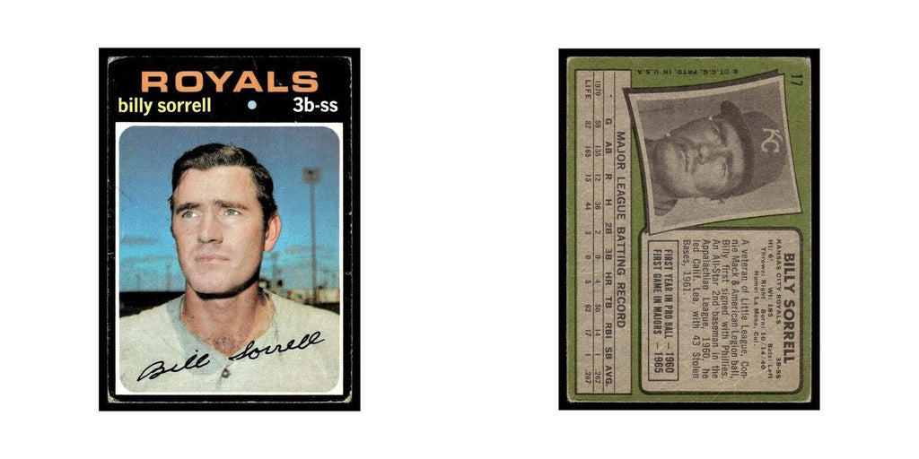 1971 Topps (Damaged) Billy Sorrell Royals #17