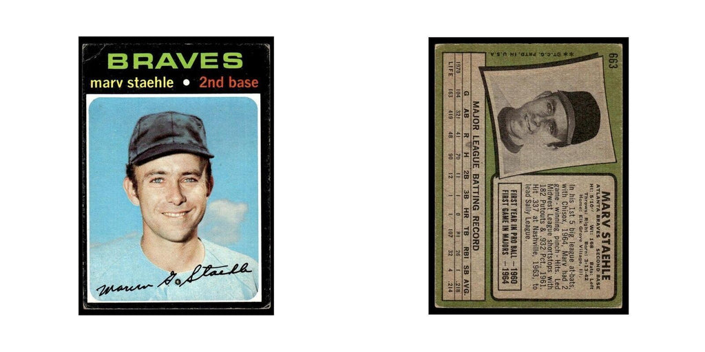 1971 Topps (Damaged) Marv Staehle Braves #663