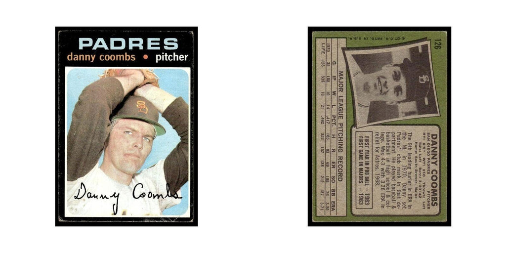 1971 Topps (Damaged) Danny Coombs Padres #126