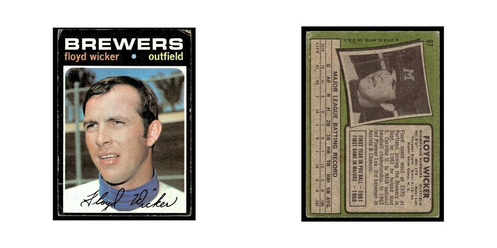 1971 Topps (Damaged) Floyd Wicker Brewers #97