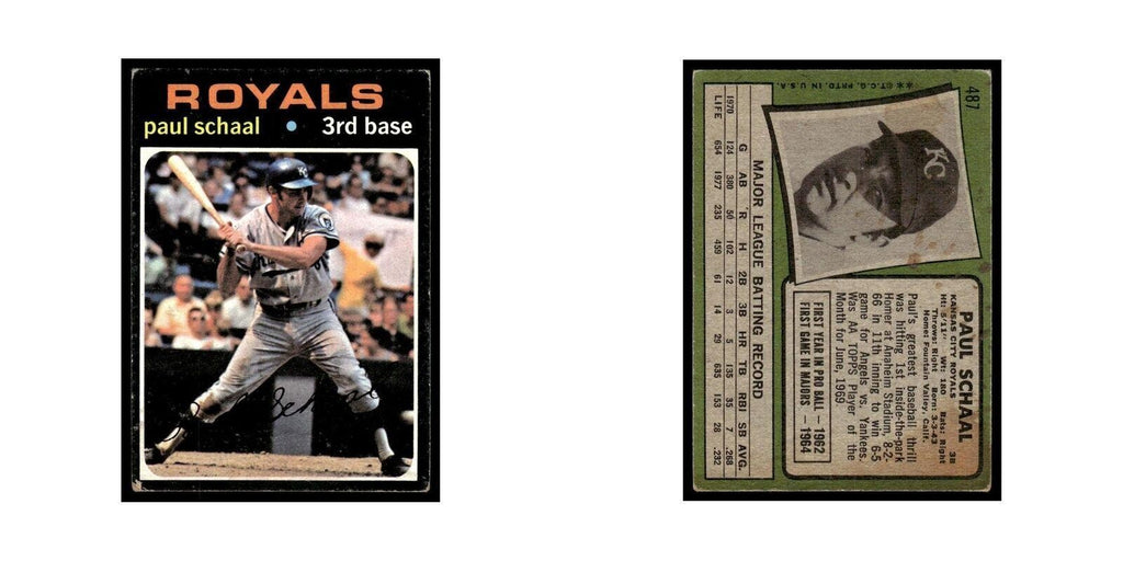 1971 Topps (Damaged) Paul Schaal RC Royals #487