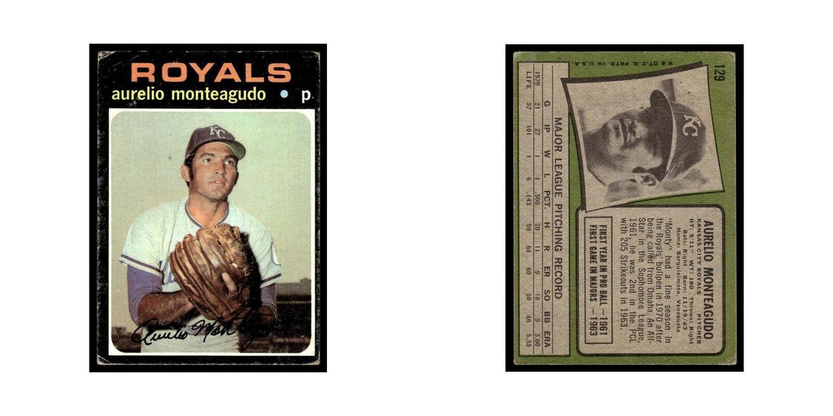 1971 Topps (Damaged) Aurelio Monteagudo Royals #129