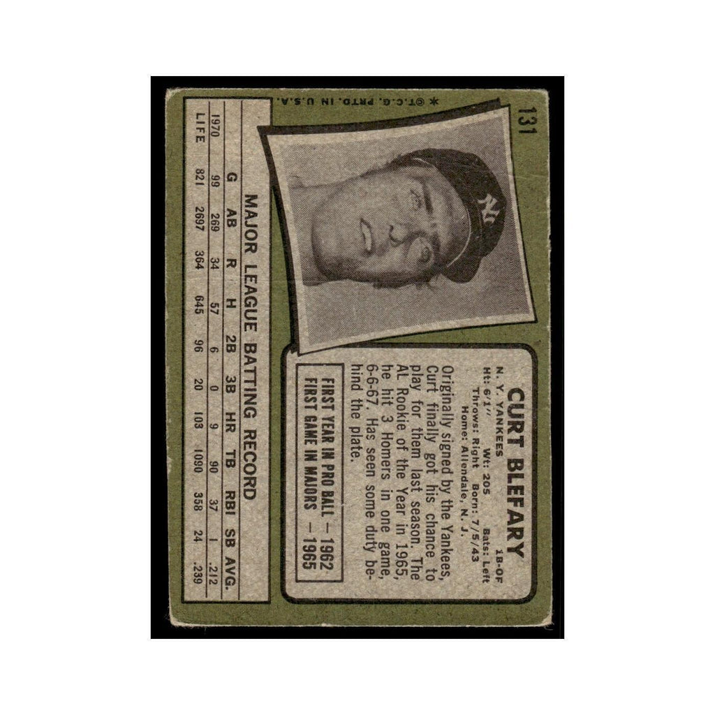 1971 Topps (Damaged) Curt Blefary Yankees #131