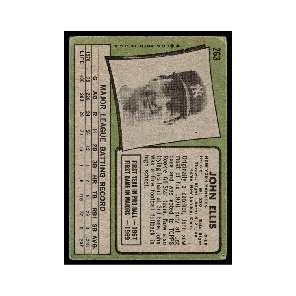 1971 Topps (Damaged) John Ellis Yankees #263