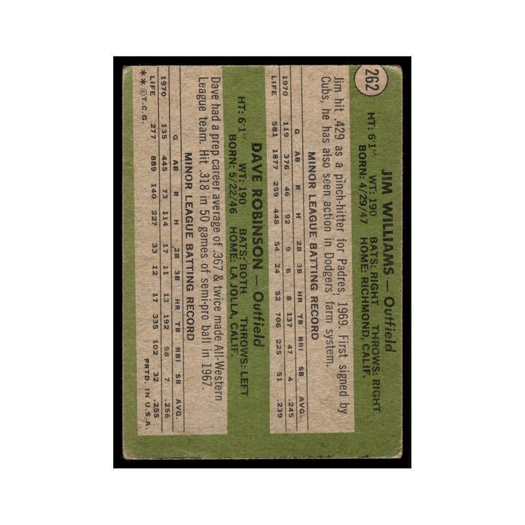1971 Topps (Damaged) Jim Williams Dave Robinson Padres #262
