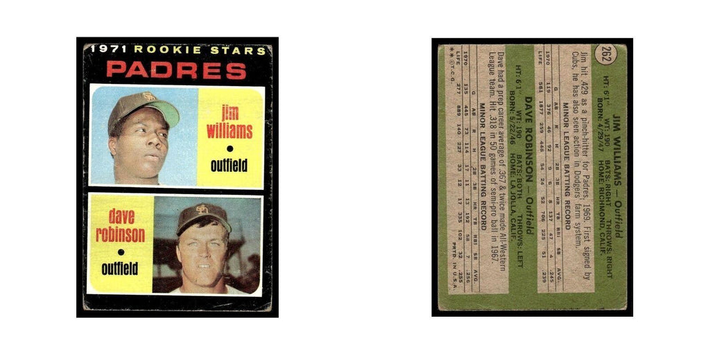 1971 Topps (Damaged) Jim Williams Dave Robinson Padres #262