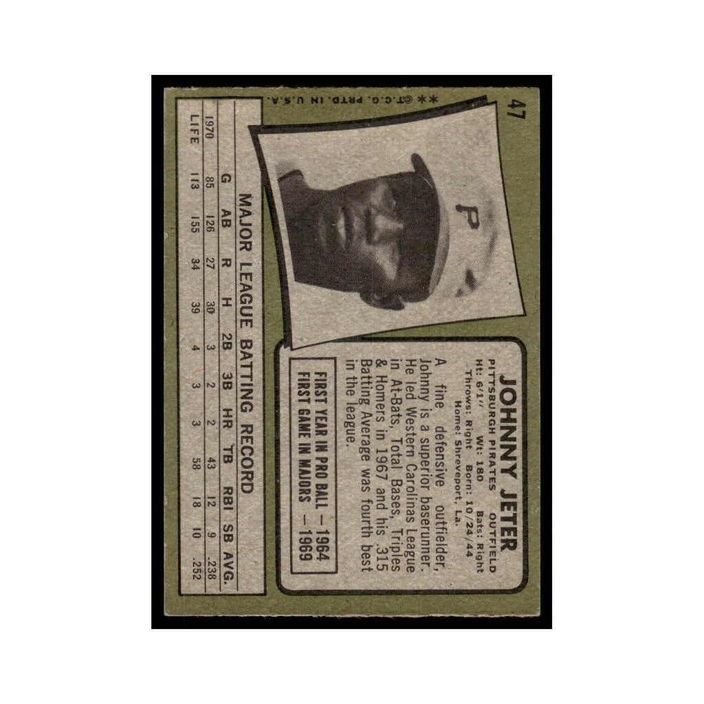 1971 Topps (Damaged) Johnny Jeter Pirates #47